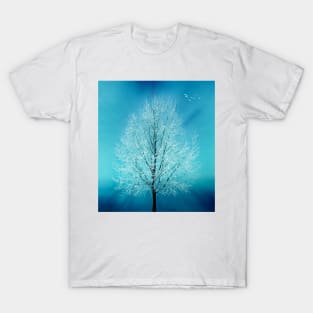 Winter Tree In Blue T-Shirt